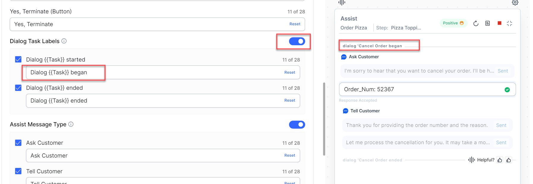 Dialog Task Label Change