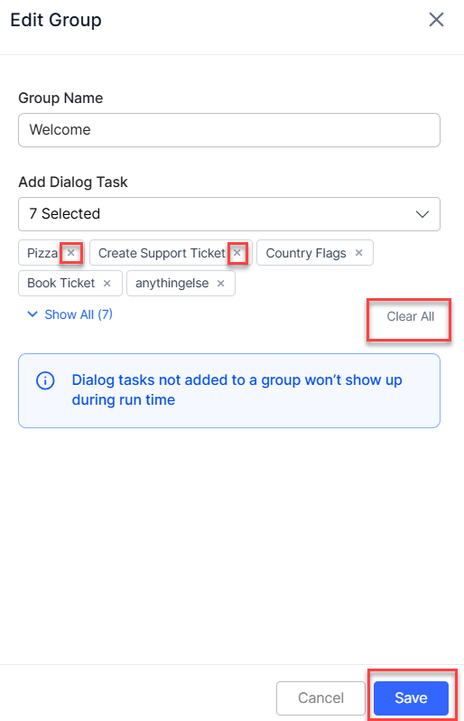Dialog Task Removal