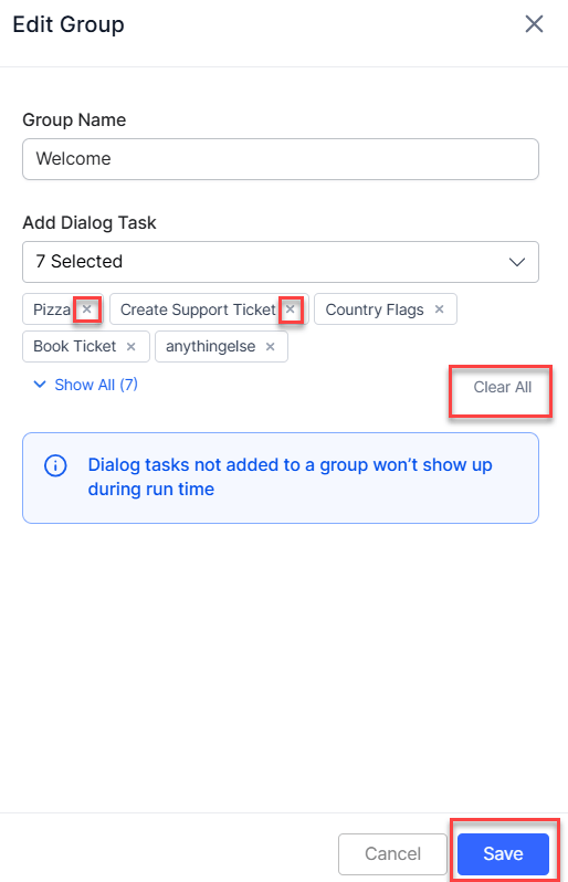 Dialog Task Removal