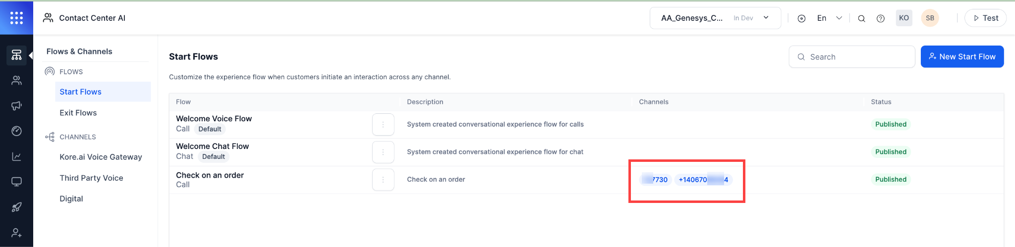 Flows and Channels Phone Number