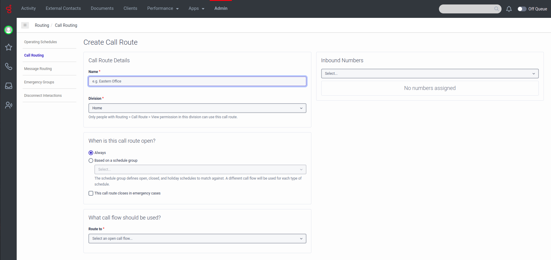 Create Call Route