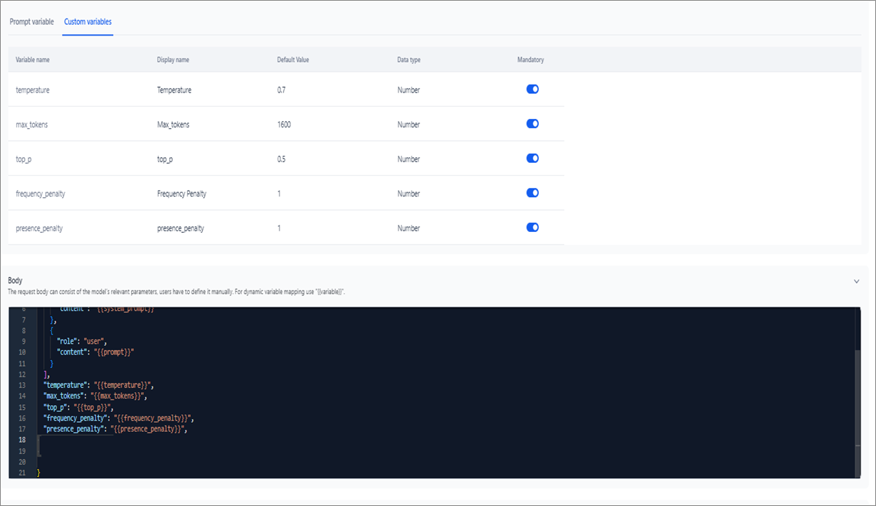 Add custom variables