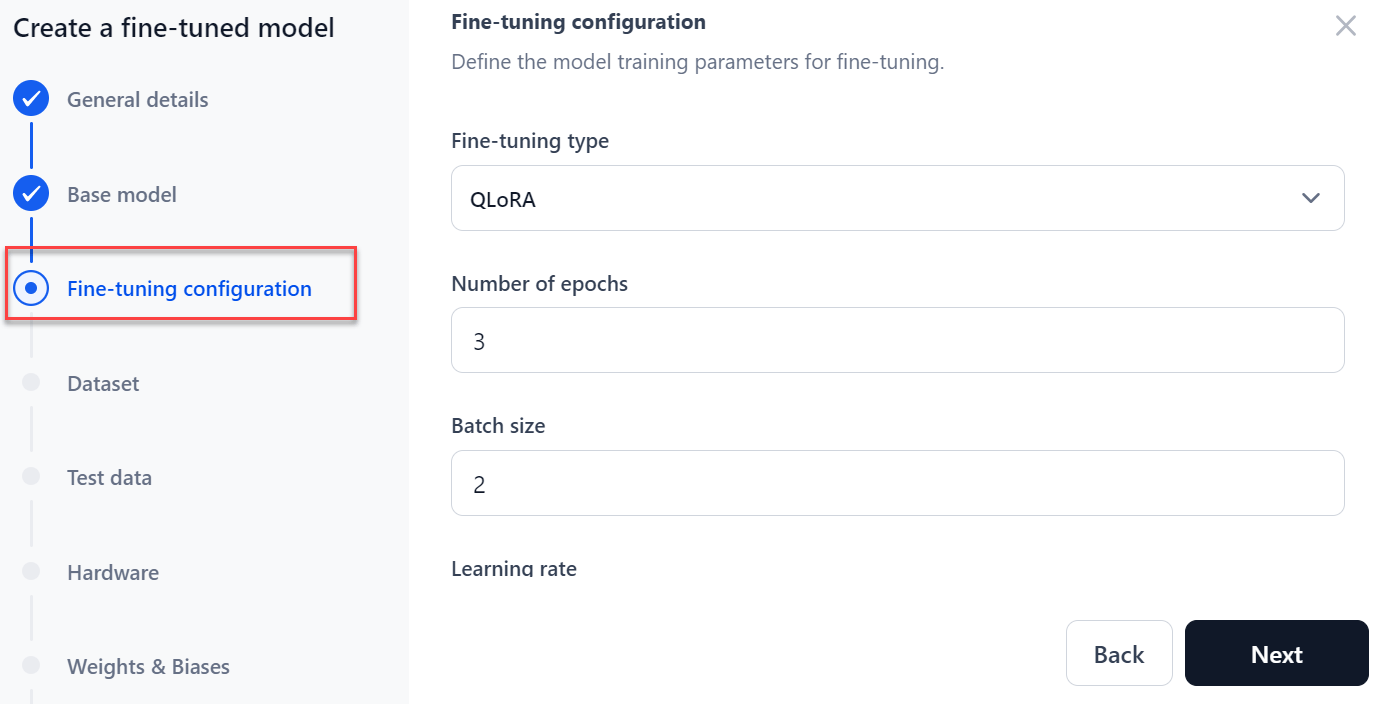 Fine-Tuning Configuration Section