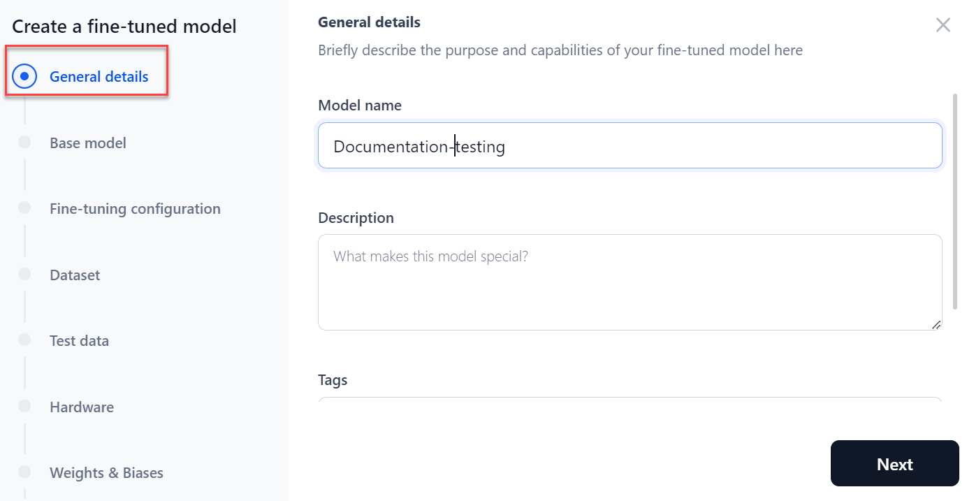 General Details Section