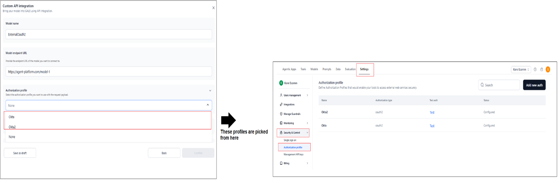 Set auth profile