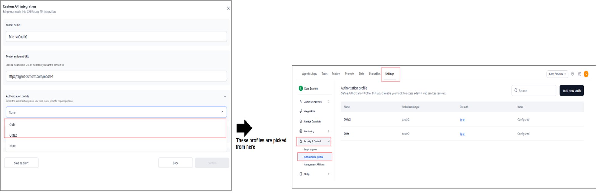 Set auth profile