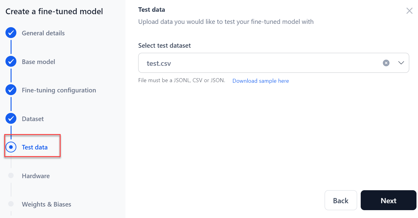 Test Data Section