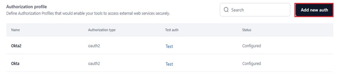 add new auth profile