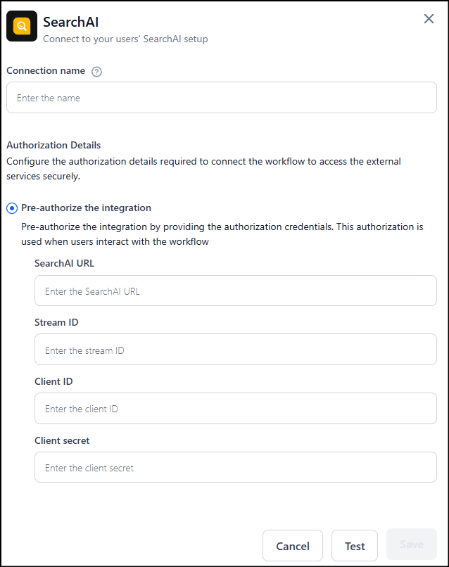 Search AI Connection Form