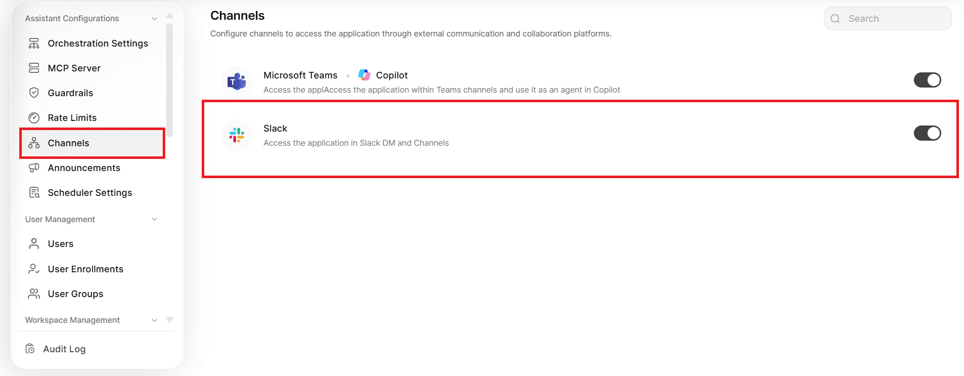 Slack channel navigation