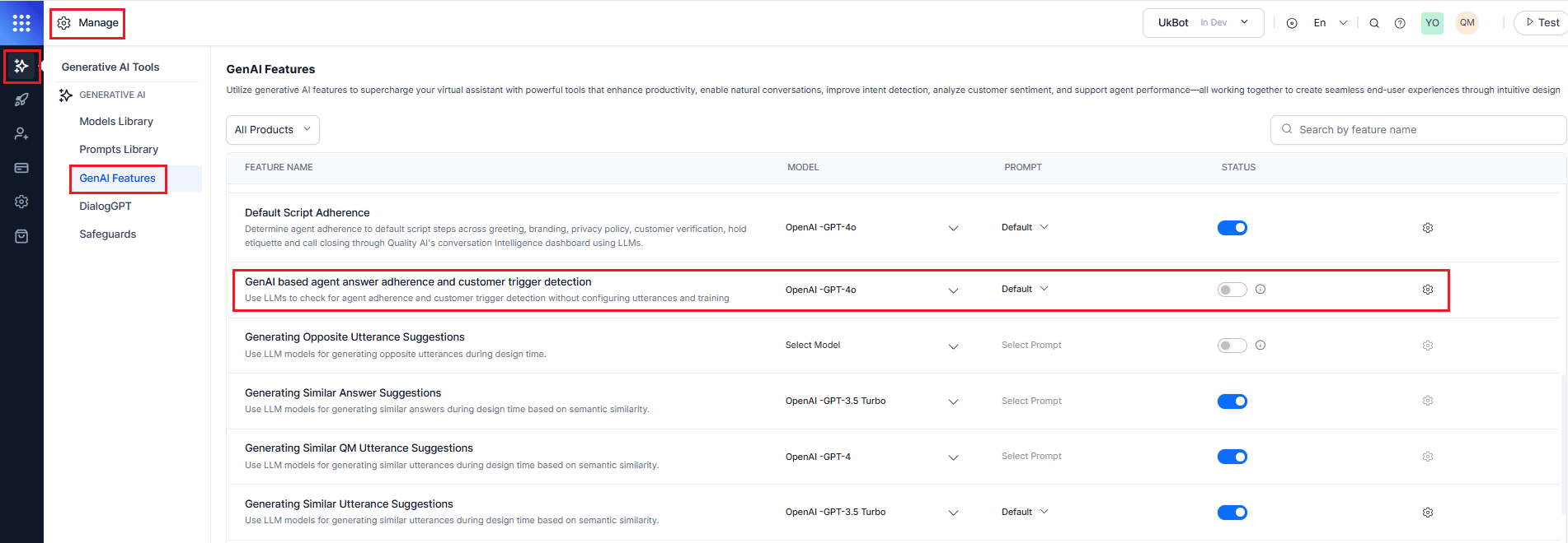 GenAI-based Features