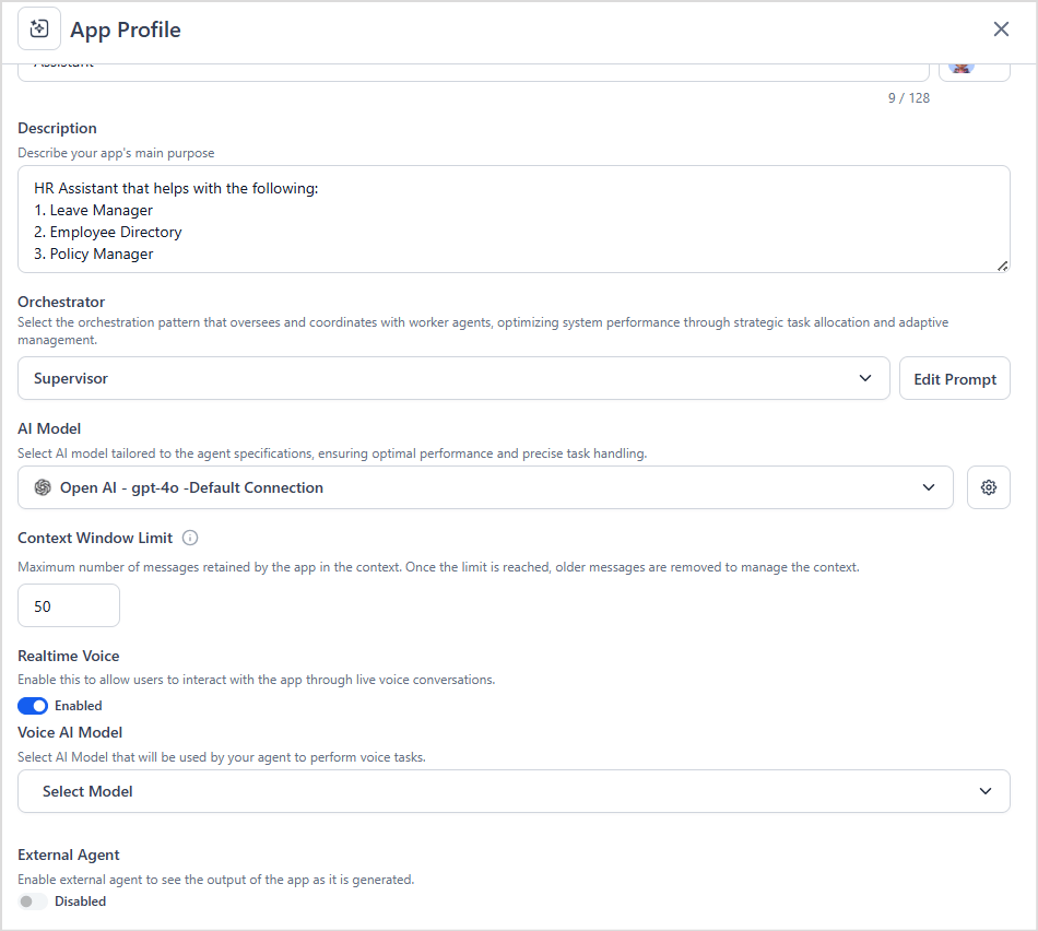 Enable Real Time Voice in Agent Platform