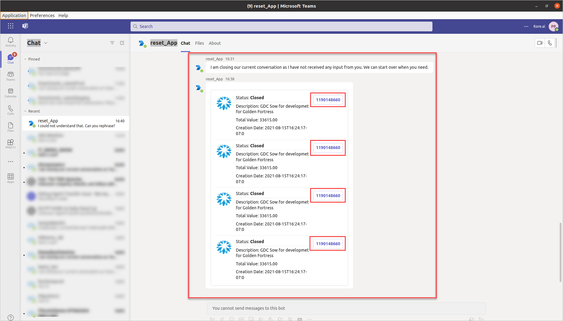 MS Teams notification