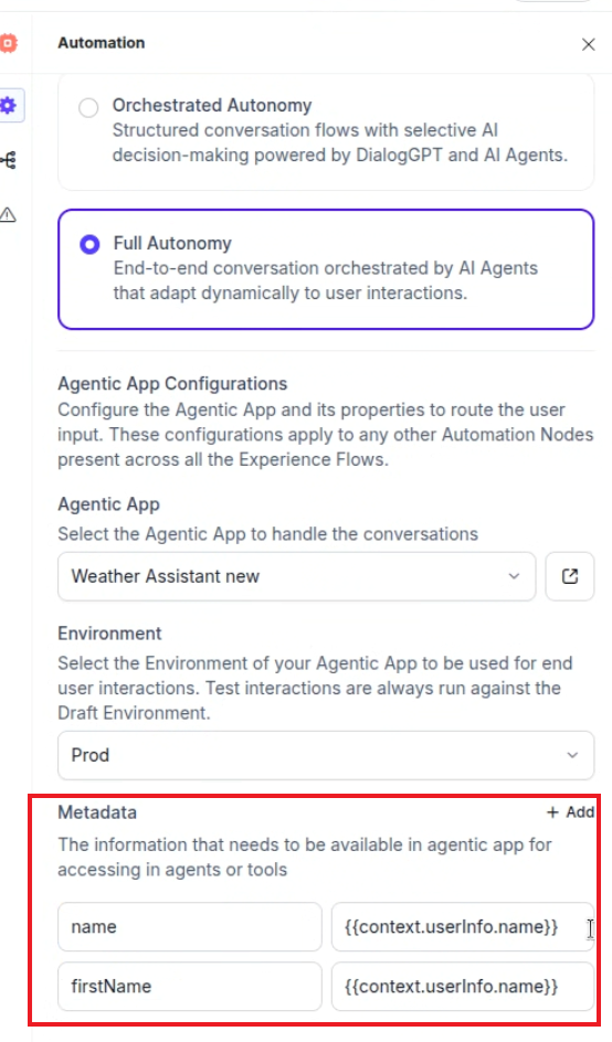 Metadata configuration