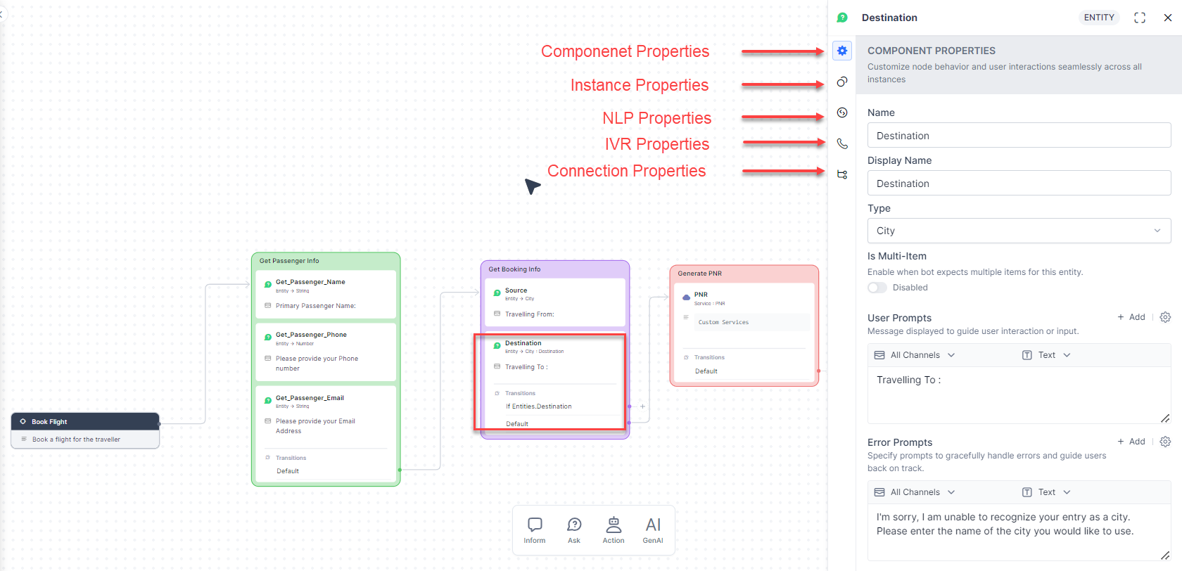 Node properties panel