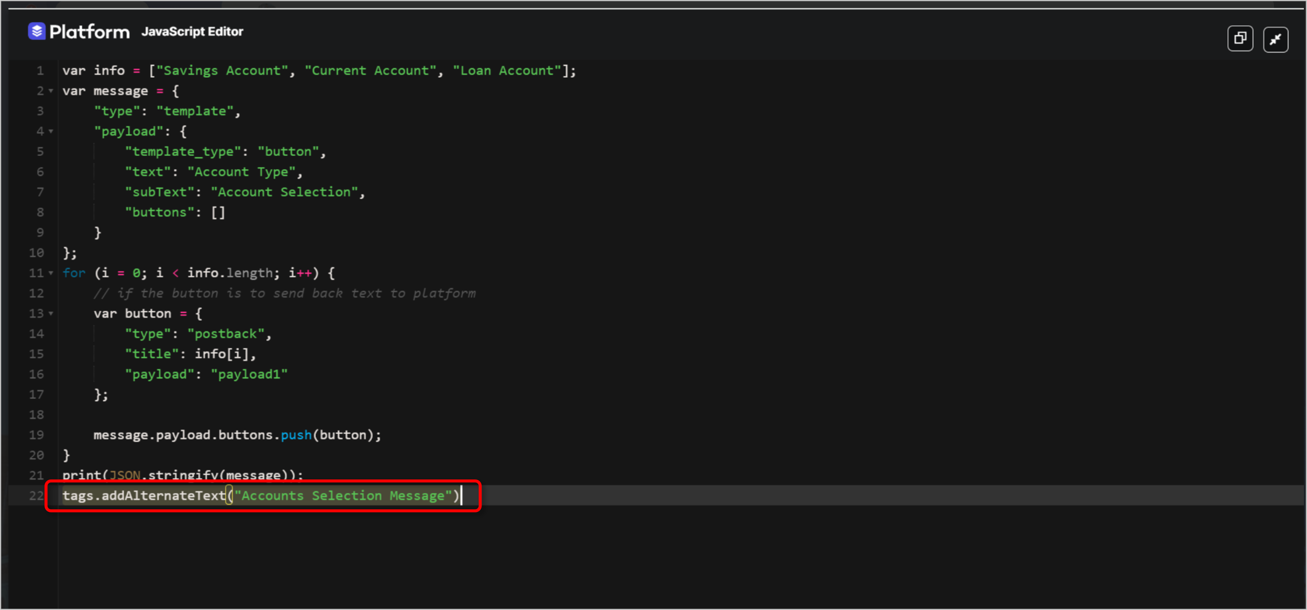 JS template editor