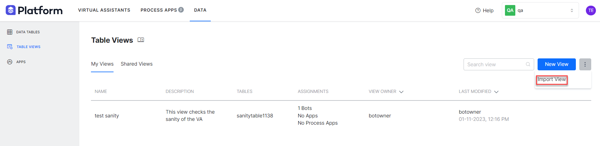 Import View