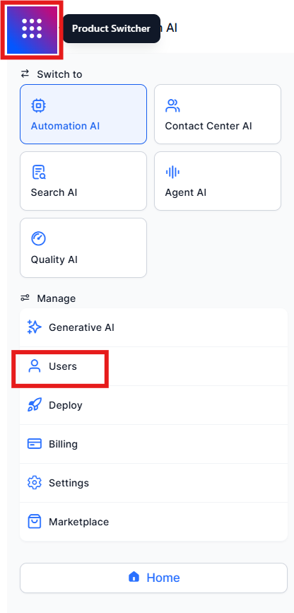 Users Menu