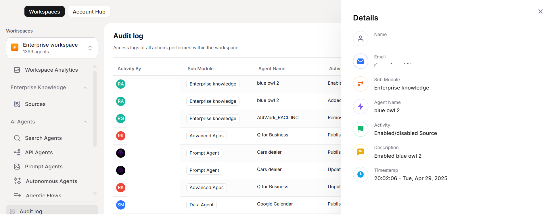 audit log details