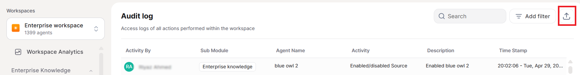 audit log download