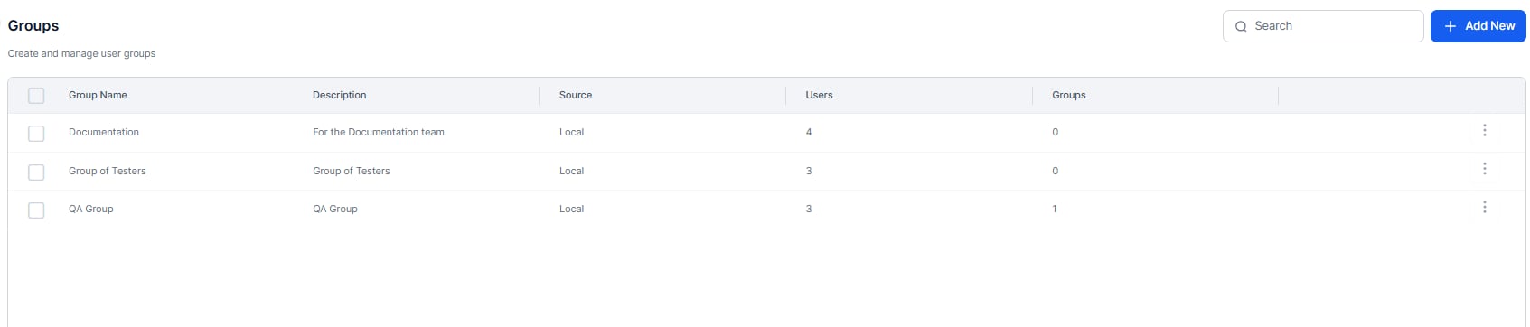 User Management - Groups