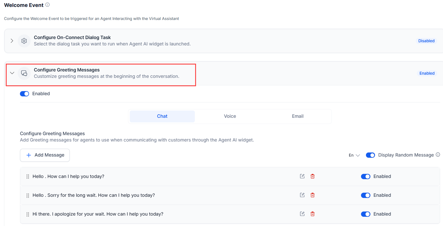 Configure Greeting Messages