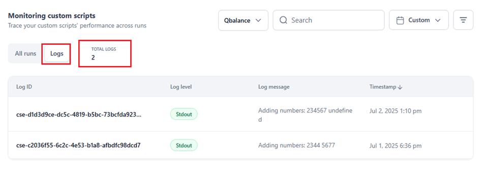 Total logs