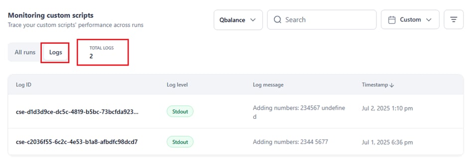 Total logs