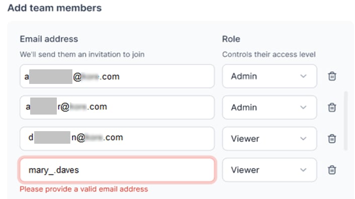 valid email address error