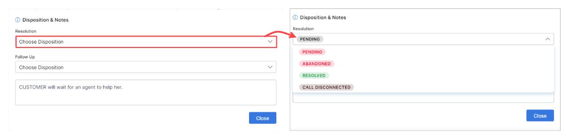 Agent Console Disposition Selection