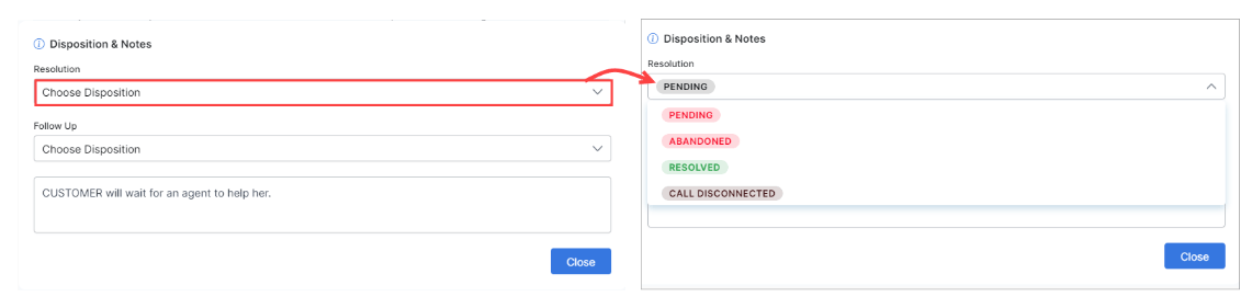 Agent Console Disposition Selection