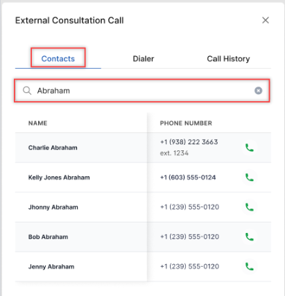 Contacts Tab