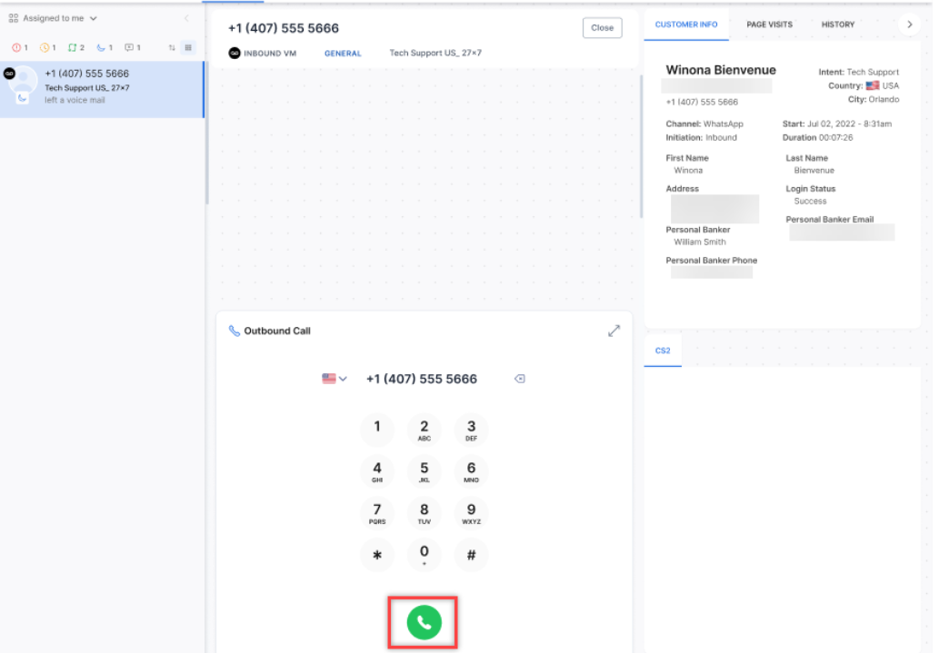 Dialpad Call Option