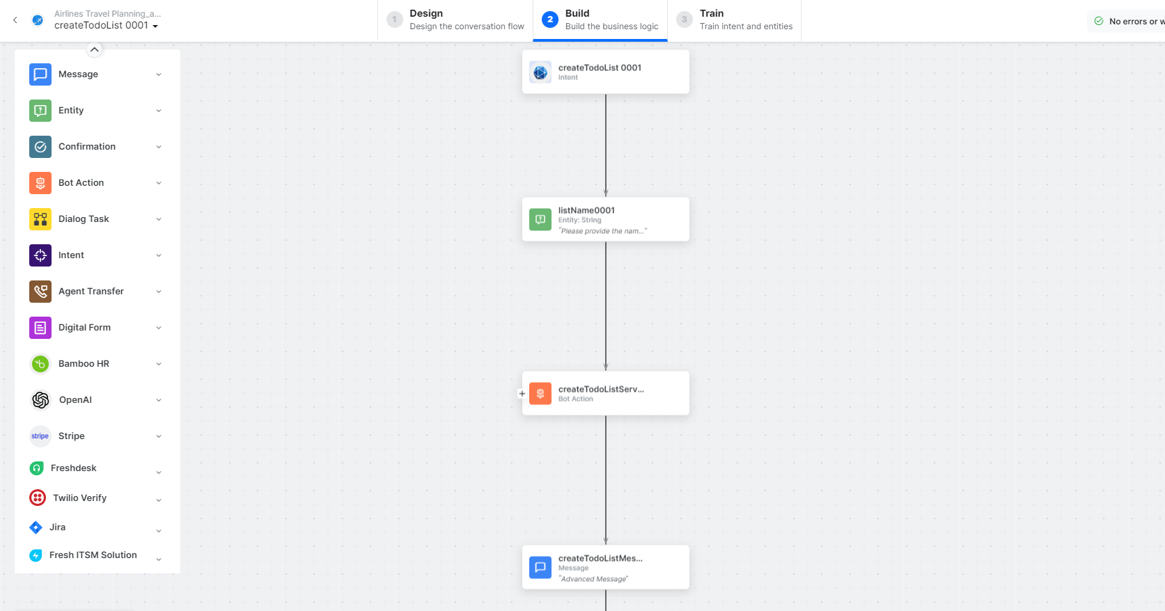 Create a Todo list dialog task is added