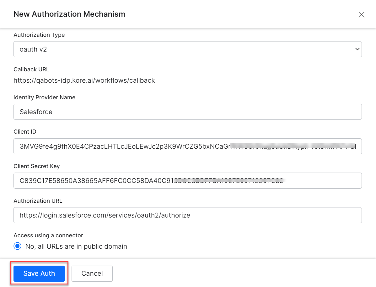 Auth credentials