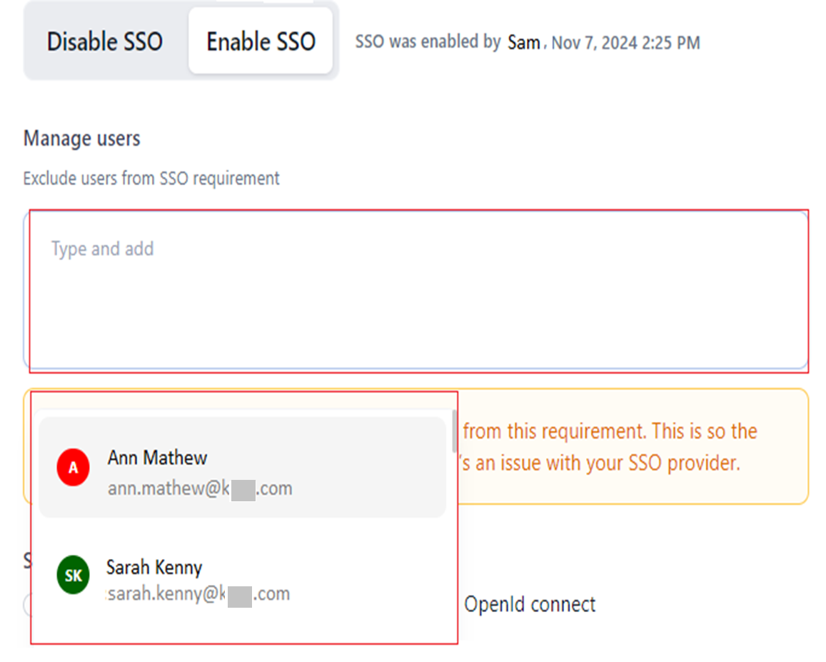 manage sso users