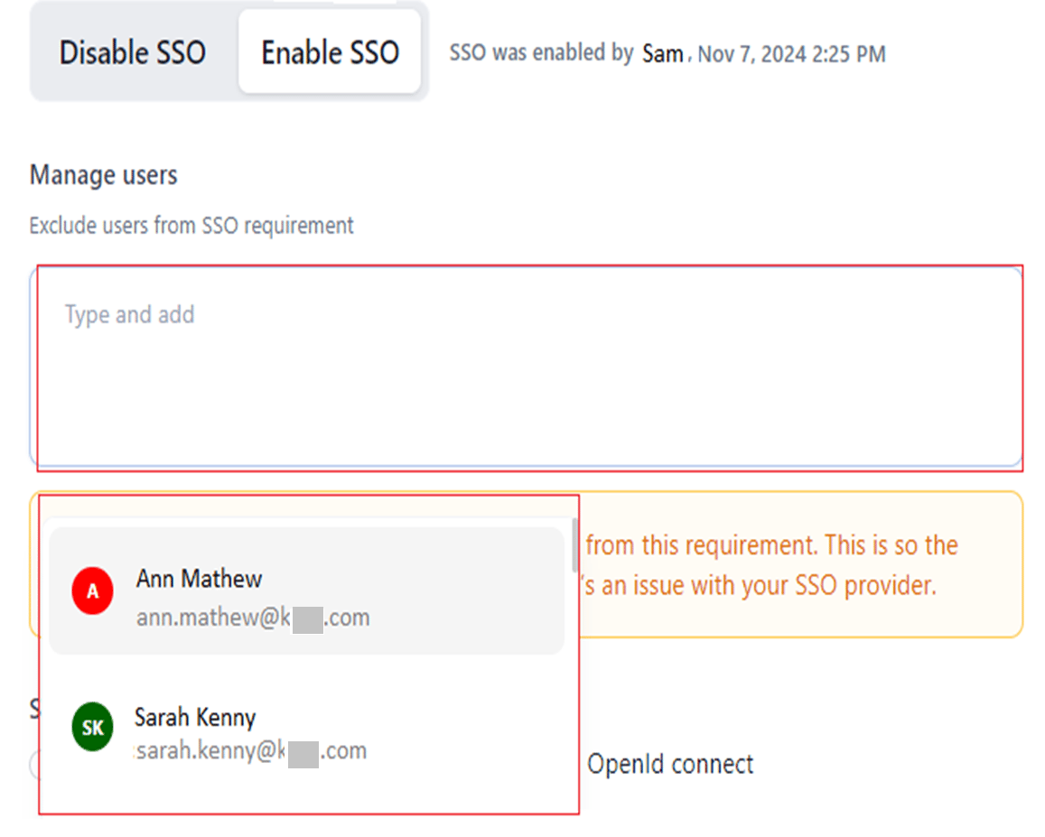 manage sso users