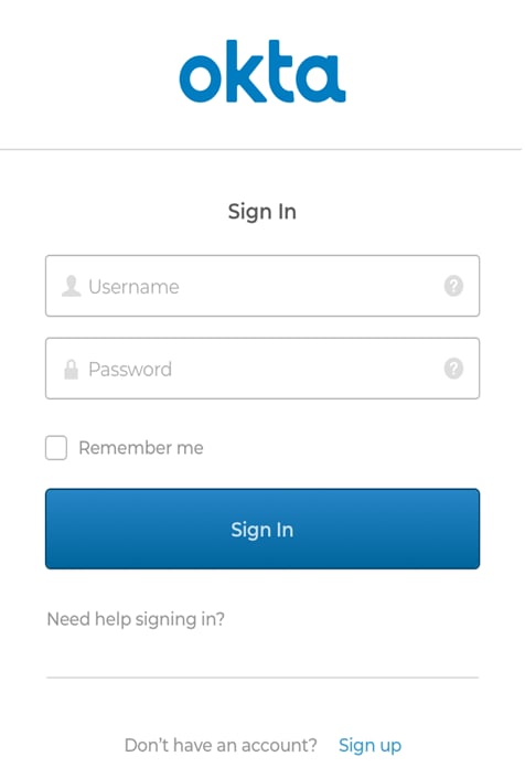 okta sign in page