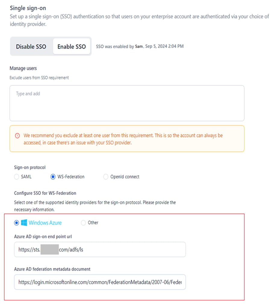 paste azure parameters