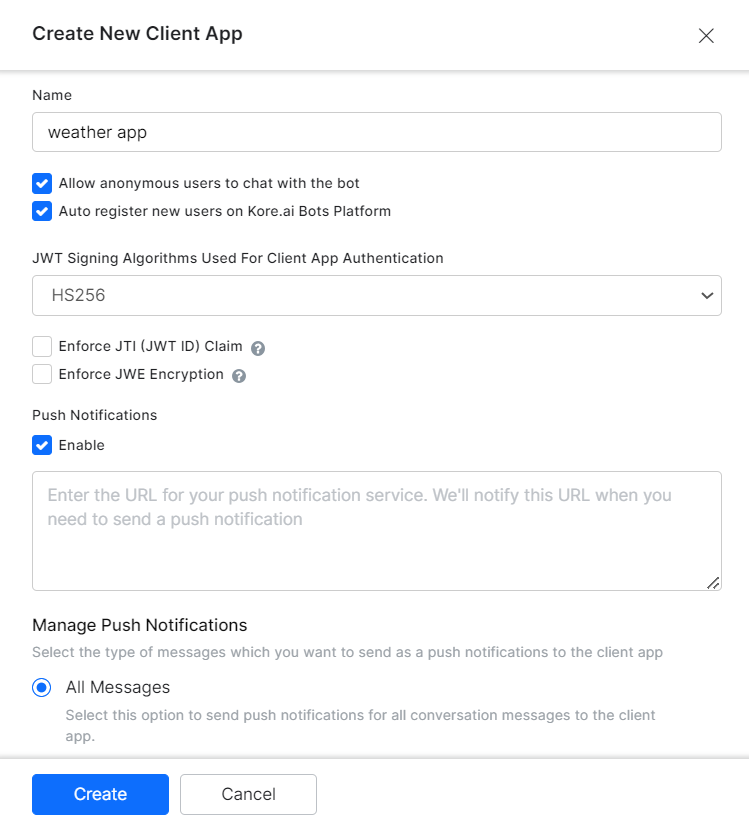 Web Mobile client configuration