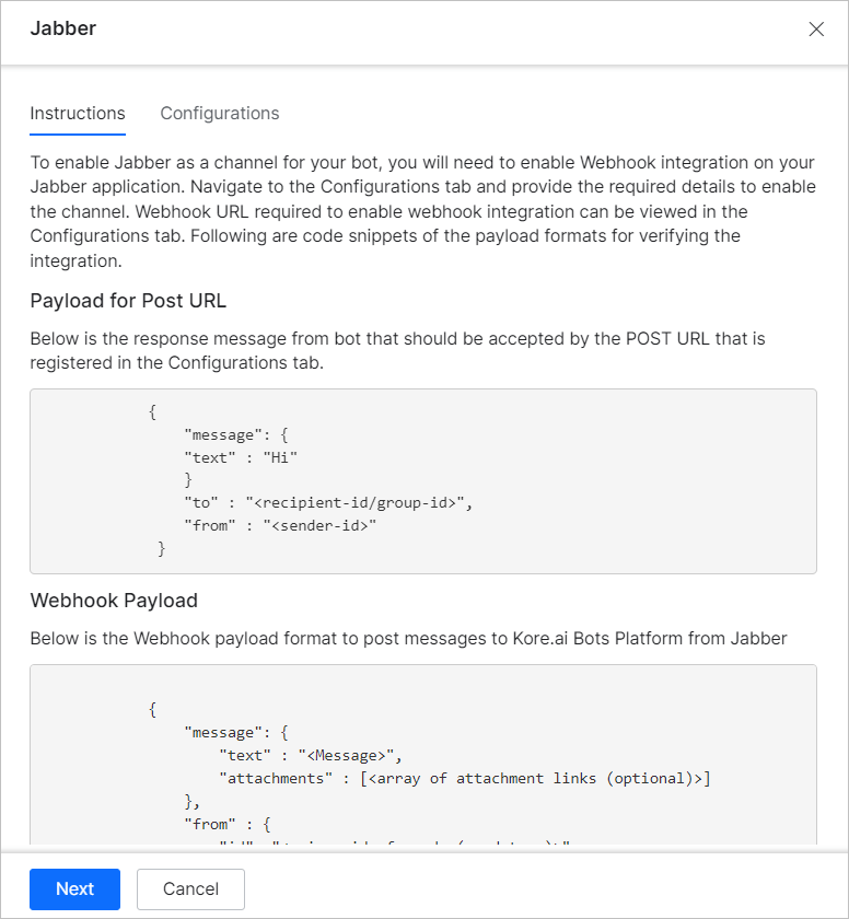 Channel Configuration page