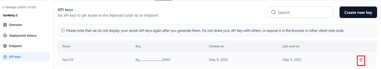 click delete