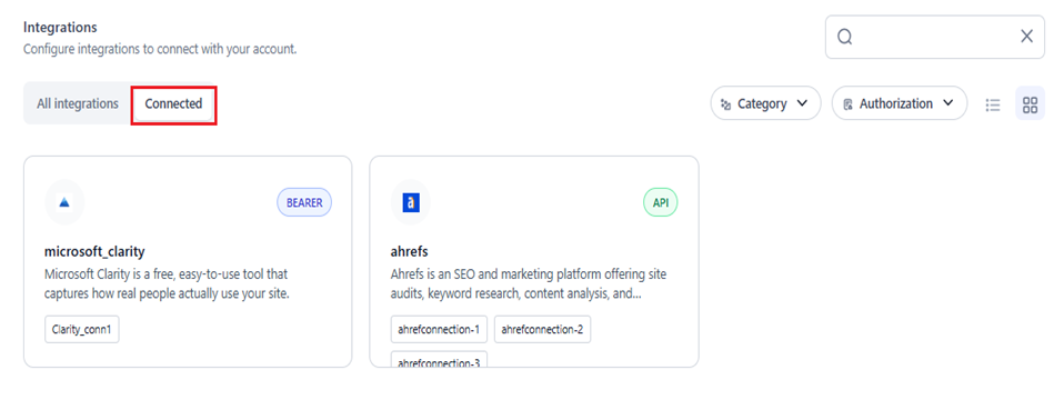 click connected tab