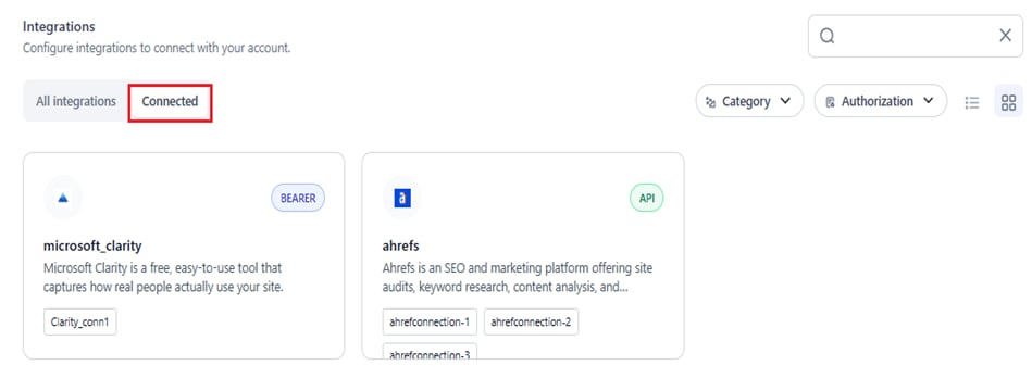 click connected tab