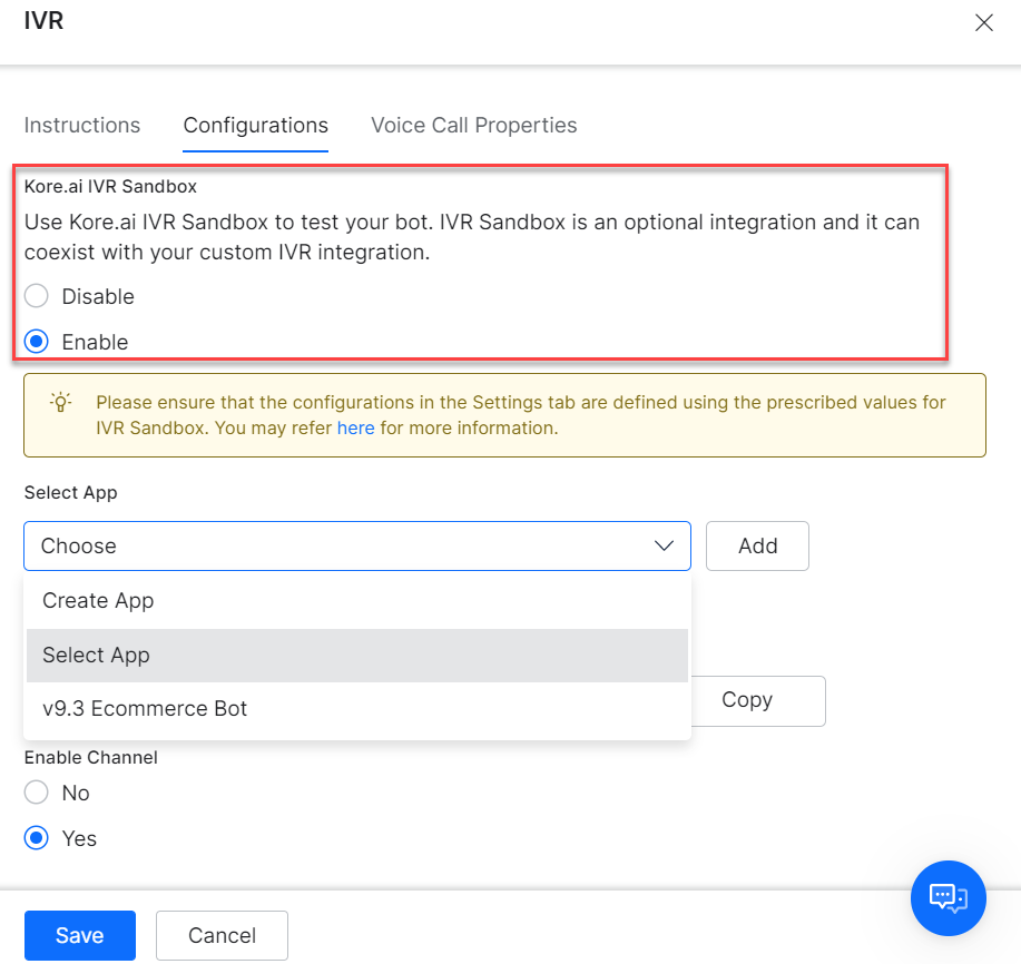 IVR configuration
