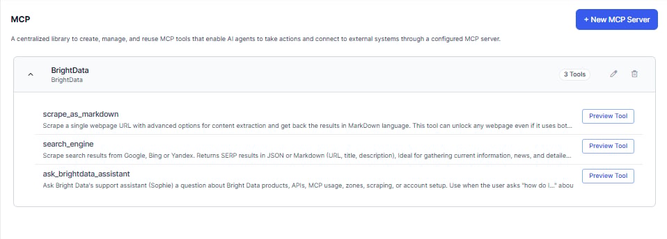 MCP Tools List