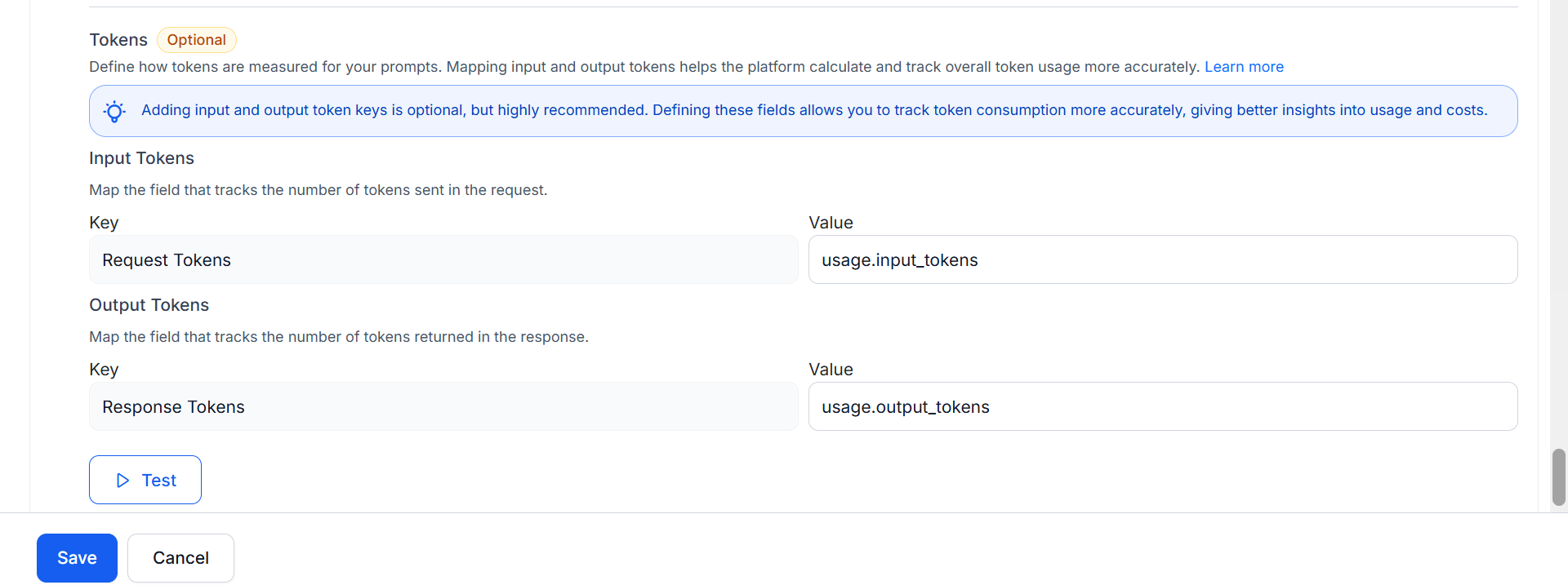 Token key mapping
