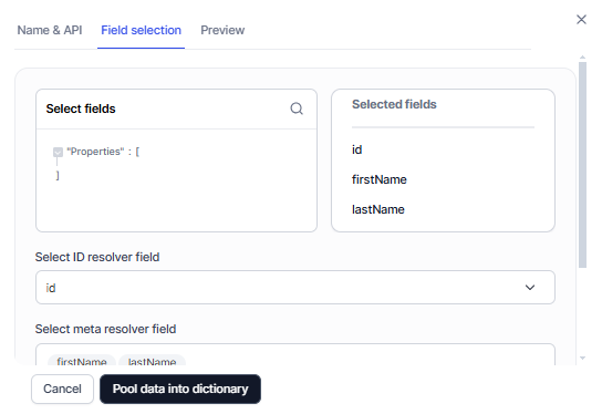Field Selection tab