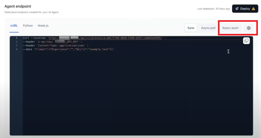 Async push settings