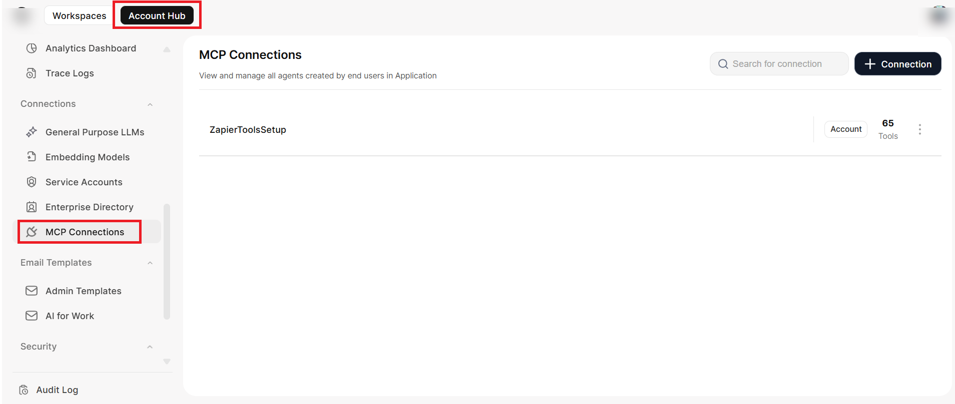 Account-level connections